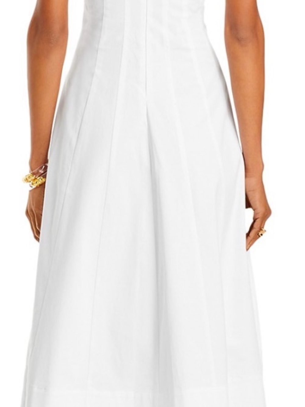 Aqua White Midi Dress with Flared Skirt